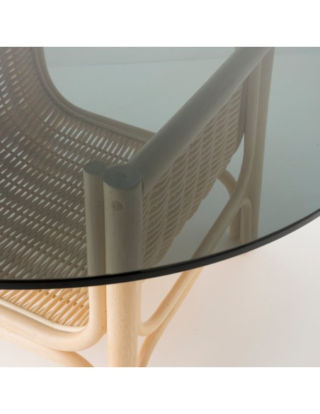 Table basse en rotin gm CORRIDOR avec plateau en verre vue de dessus Table basse en rotin gm CORRIDOR avec plateau en verre vue de dessus