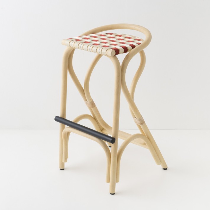 Tabouret de bar en rotin VIRAGE LARGE multicolor