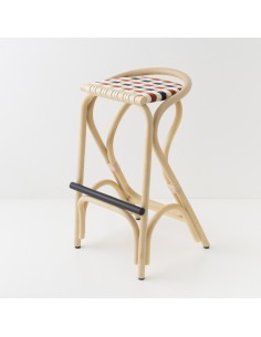 Tabouret de bar en rotin VIRAGE LARGE multicolor