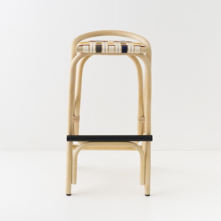 Tabouret de bar en rotin VIRAGE LARGE multicolor face