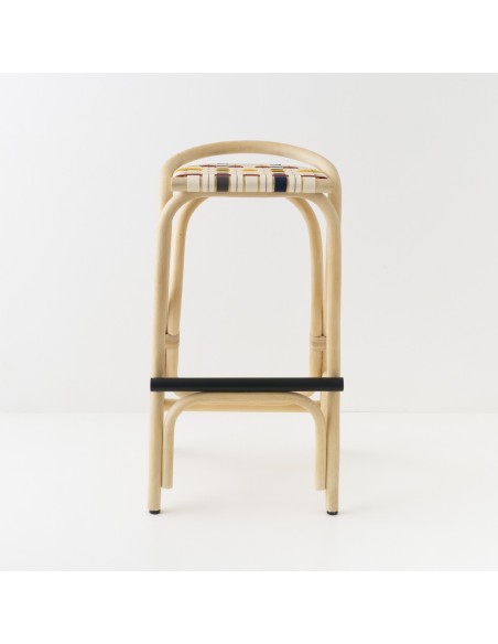 Tabouret de bar en rotin VIRAGE LARGE multicolor face