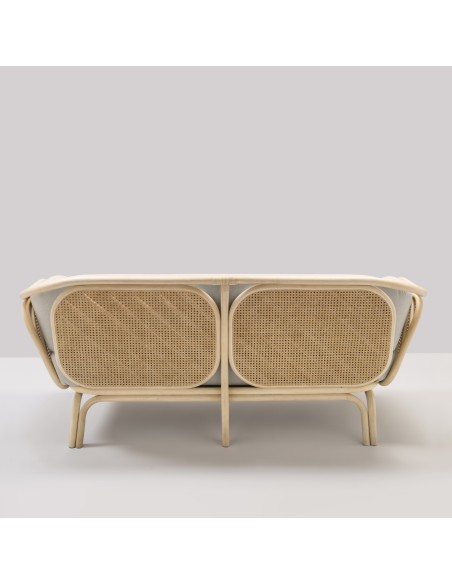 Canapé rotin design BÔA tissu écru Migliore vu de dos