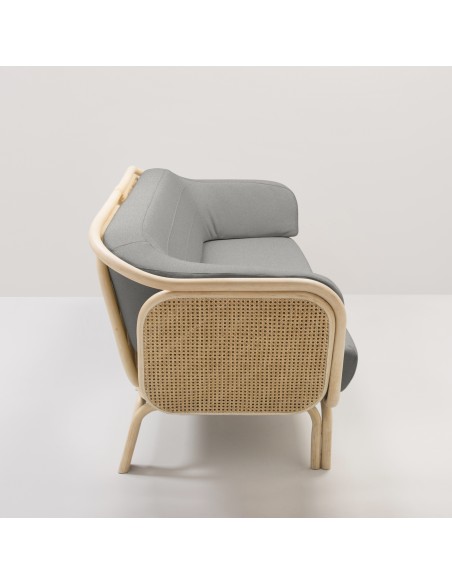 Canapé rotin design BÔA tissu gris Medley 66008 vu de côté