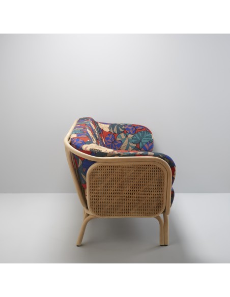 Canapé rotin design BÔA tissu Idris vu de côté