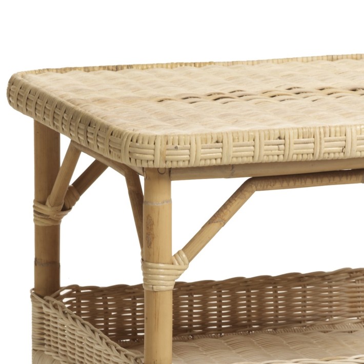 Table basse rotin naturel Nantucket carrée détail