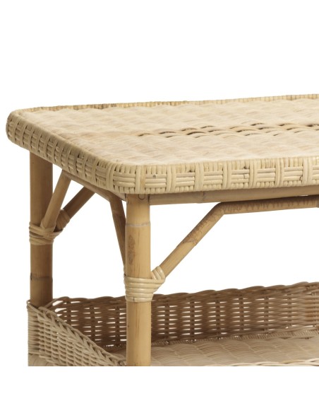 Table basse rotin naturel Nantucket carrée détail
