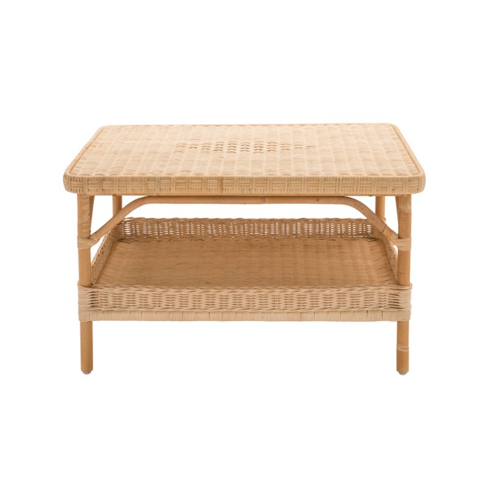 Table basse rotin naturel Nantucket rectangulaire vu de face