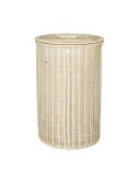 Round natural rattan laundry basket