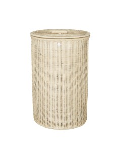 Panier à linge en rotin naturel rond grand modèle