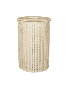 Round natural rattan laundry basket