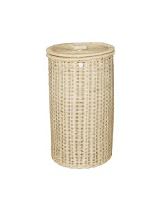 Round natural rattan laundry basket