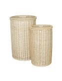 Round natural rattan laundry basket