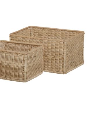 Round natural rattan storage basket