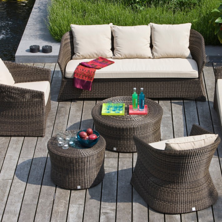 Table basse de jardin Biblos marron Poivre diam 80 cm