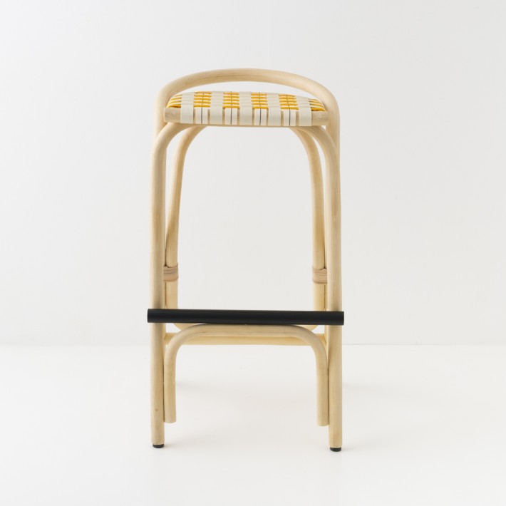 Tabouret de bar VIRAGE LARGE jaune vu de devant