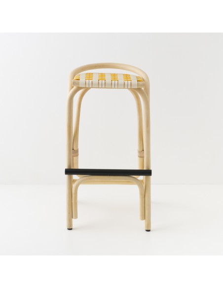 Tabouret de bar VIRAGE LARGE jaune vu de devant Tabouret de bar VIRAGE LARGE jaune vu de devant