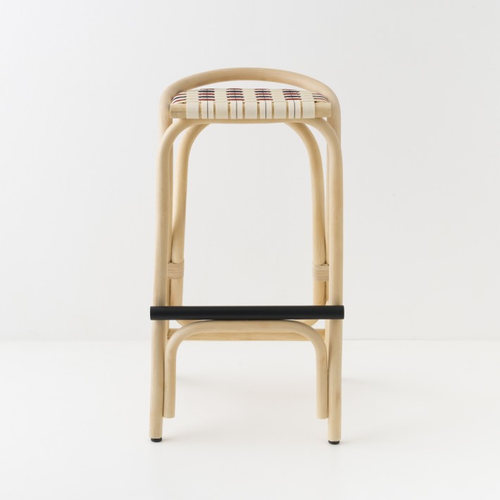 Tabouret de bar VIRAGE LARGE rouge et bleu vue avant