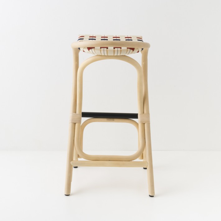 Tabouret de bar VIRAGE LARGE rouge et bleu vue arrière