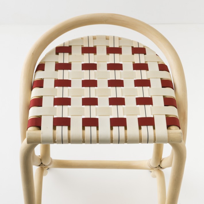 Tabouret de bar VIRAGE LARGE assise sanglée rouge