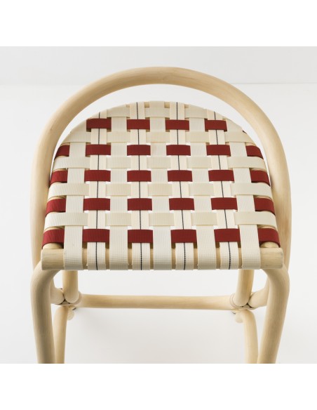 Tabouret de bar VIRAGE LARGE assise sanglée rouge Tabouret de bar VIRAGE LARGE assise sanglée rouge