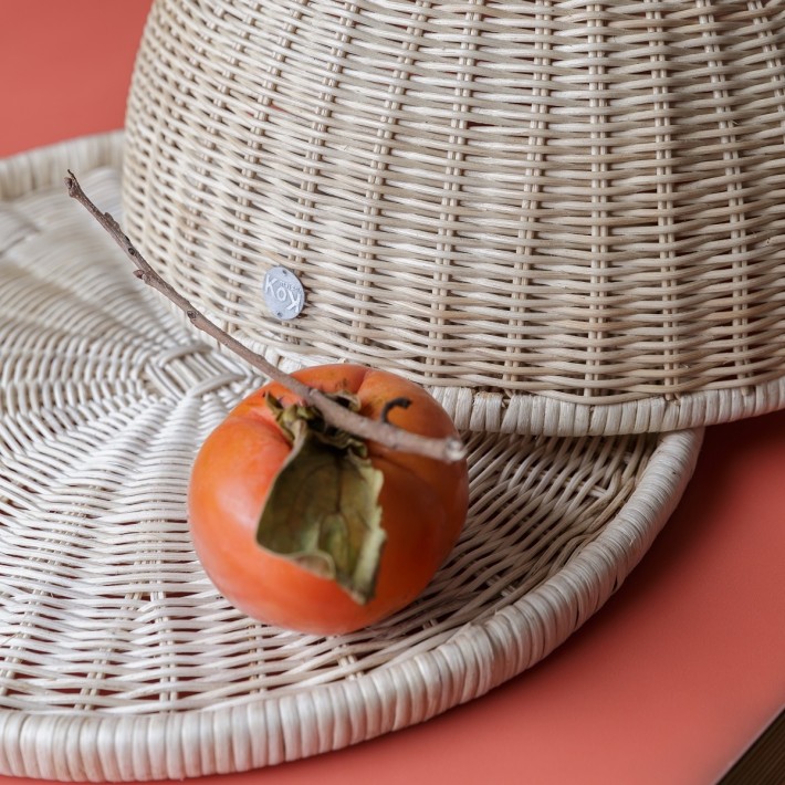 Natural rattan tray with dome cover