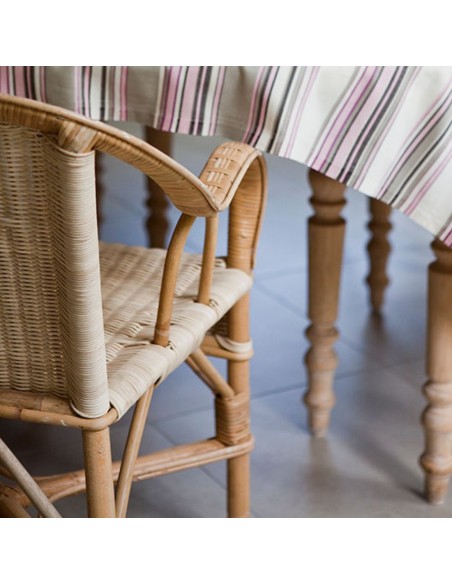 Fauteuil rotin tressé bas dossier grand père naturel zoom dos