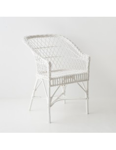 Fauteuil en osier Antonin laqué blanc sans coussin