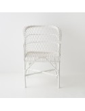 Fauteuil en osier Antonin laqué blanc sans coussin vu de face