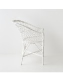 Fauteuil en osier Antonin laqué blanc sans coussin vu de côté