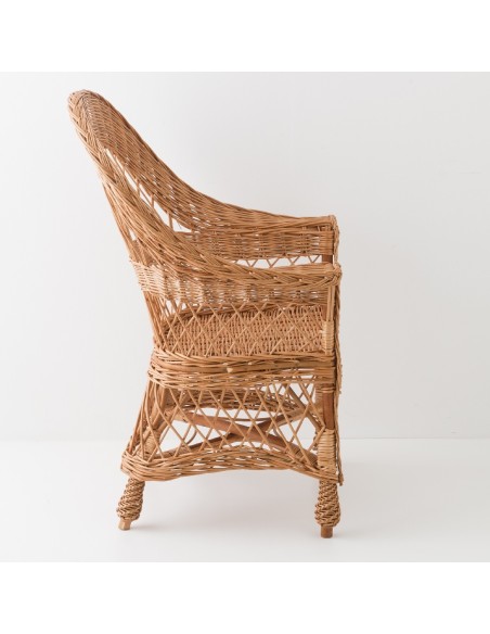 Fauteuil osier naturel Tom sans coussin vue latérale Fauteuil osier naturel Tom sans coussin vue latérale