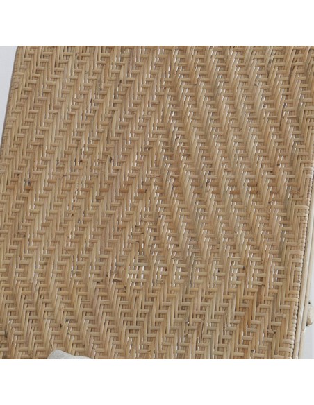 Zoom tressage chaise longue rotin vintage grand mère naturelle