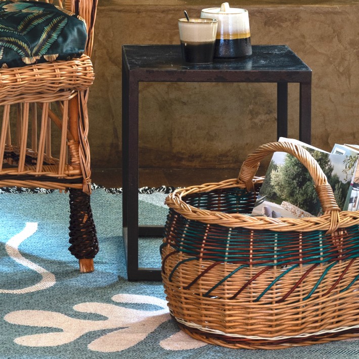 Willow shopping basket brown-green pattern