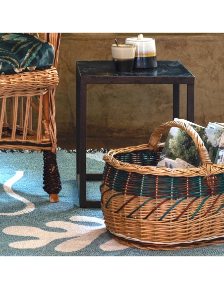 Willow shopping basket brown-green pattern Willow shopping basket brown-green pattern