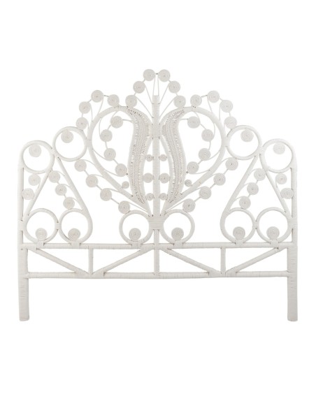 Tête de lit en rotin MAHARAJA laqué blanc