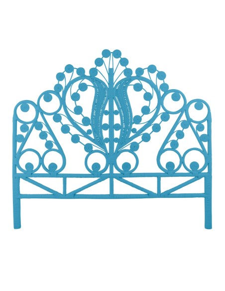Tête de lit en rotin MAHARAJA laqué bleu azur