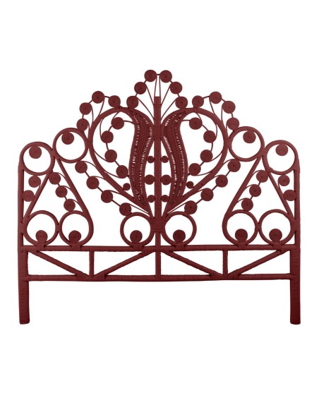 Tête de lit en rotin MAHARAJA laqué bordeaux