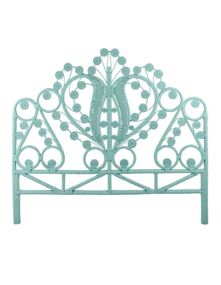 Tête de lit en rotin MAHARAJA laqué vert aqua