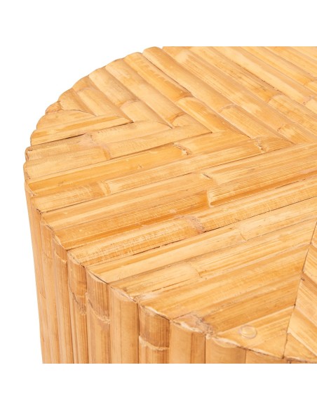 Table ronde rotin Riviera zoom marqueterie de rotin