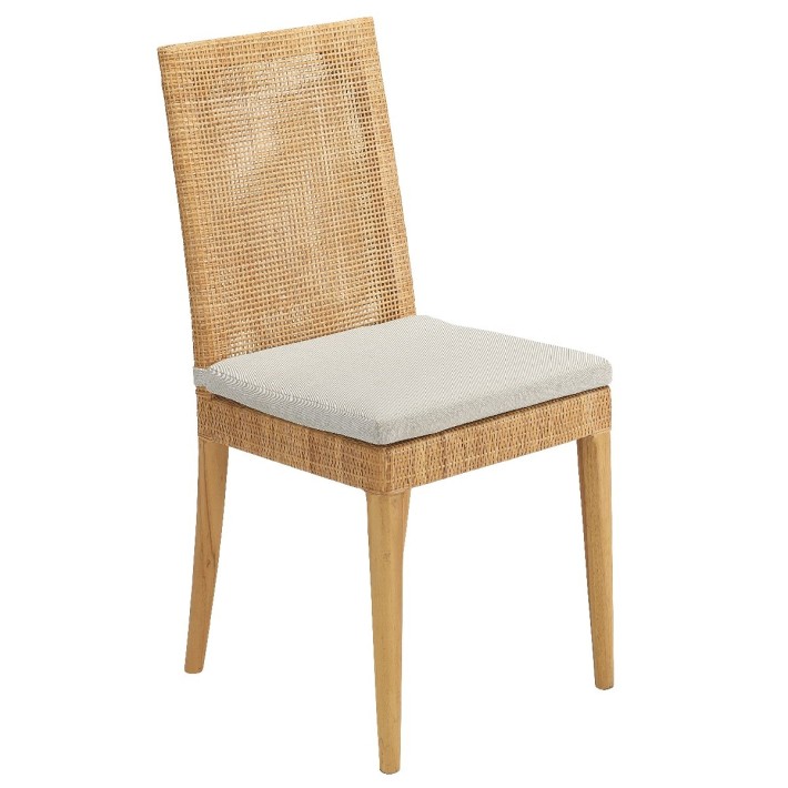 Chaise cannage en rotin Saigon avec son coussin en option