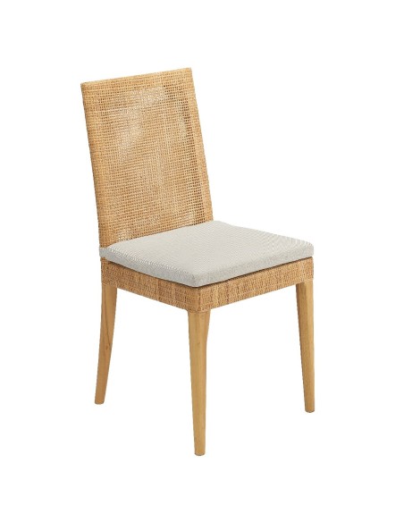 Chaise cannage en rotin Saigon avec son coussin en option