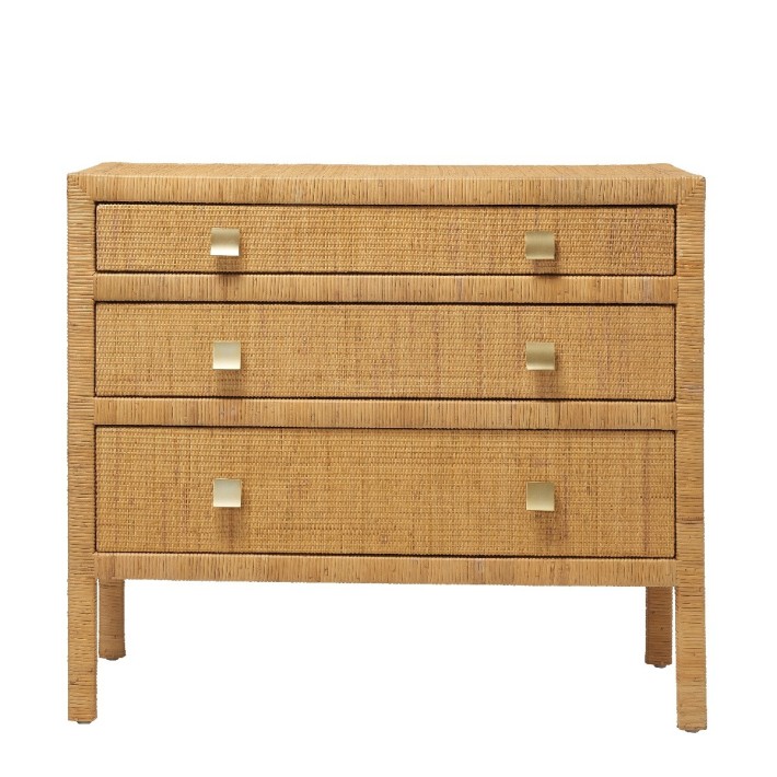 Commode cannage rotin 3 tiroirs Saigon vue de face