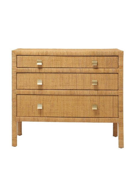 Commode cannage rotin 3 tiroirs Saigon vue de face