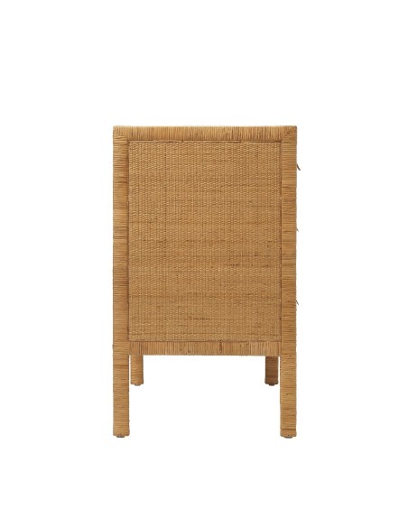 Commode cannage rotin 3 tiroirs Saigon vue de profil