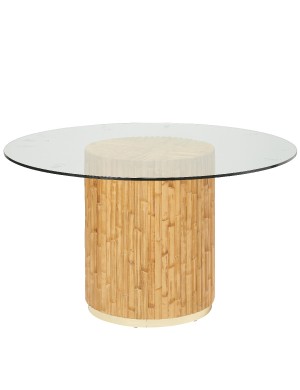Table ronde rotin Riviera avec plateau en verre