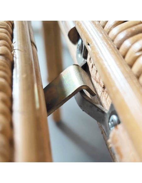 Crochet de soutien pour repose-pied chaise longue rotin vintage grand mère naturelle