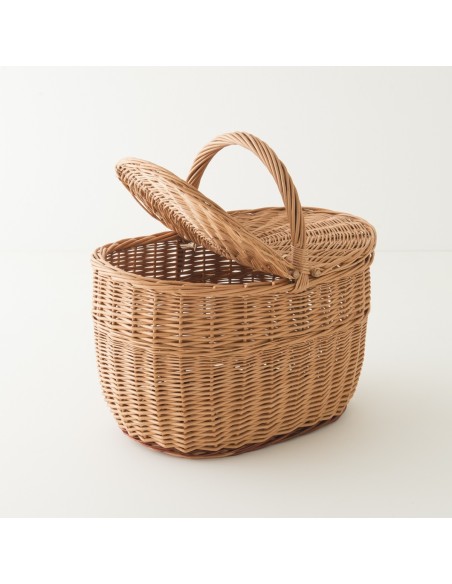 Panier pique-nique en osier abattant ouvert