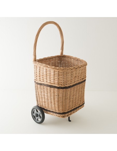 Panier à buches à roulettes en osier