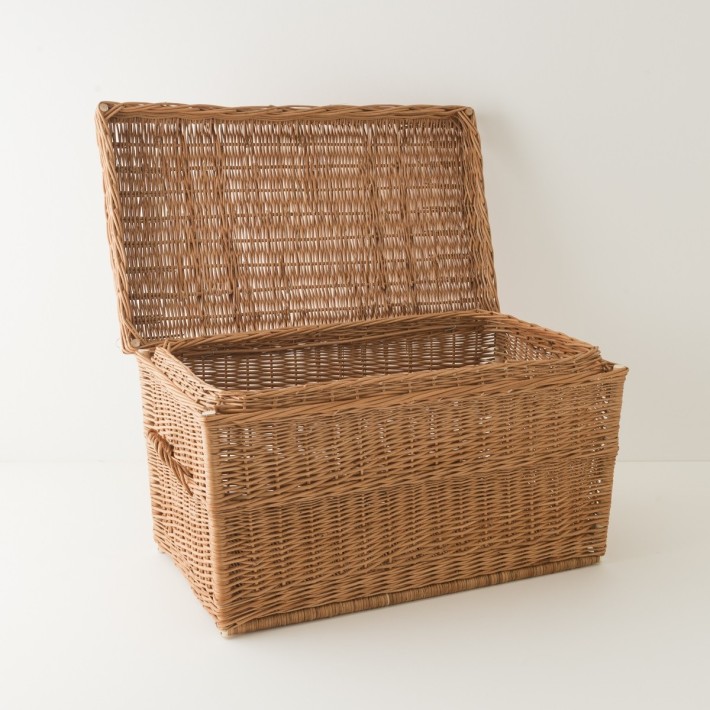 malle en osier 80 cm ouverte