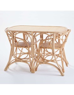 Rattan table armchair Gingko Bulles view from 3/4 2