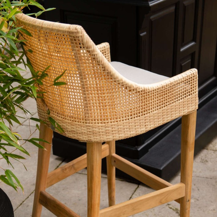 Sao Polo outdoor bar stool in synthetic rattan w/o cushion
